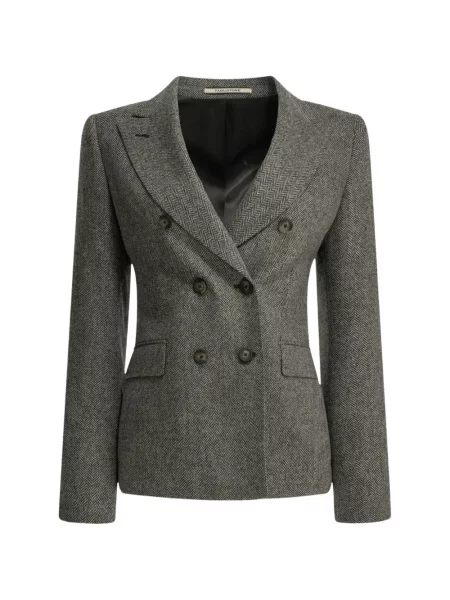 Sacou Tagliatore cu model herringbone cu două rânduri de nasturi gri