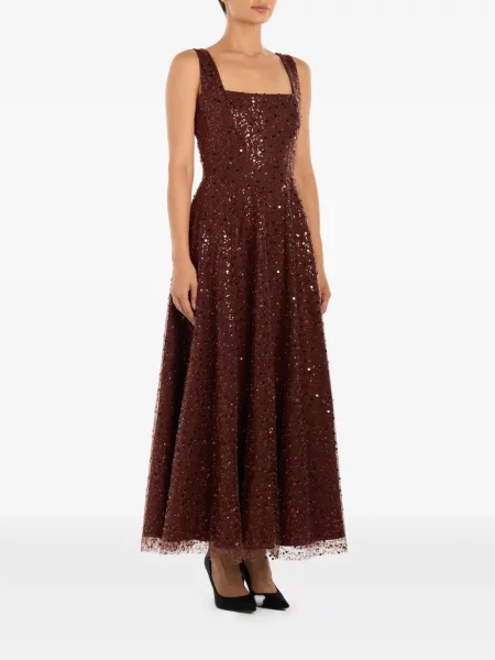 Rochie maxi Post Meridiem cu paiete de costum maro