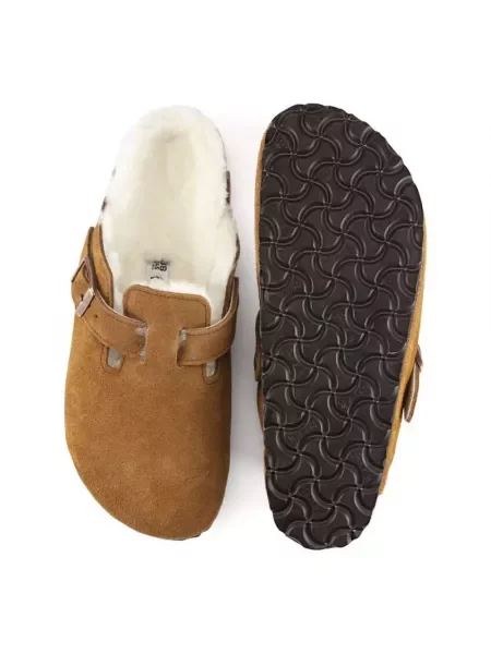 Birkenstock Klapki Boston Vl/Sheraling brązowy