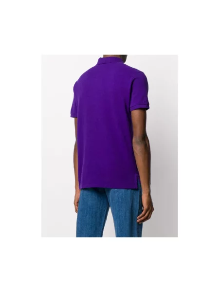 Haftowana krótka koszulka polo Polo Ralph Lauren fioletowa