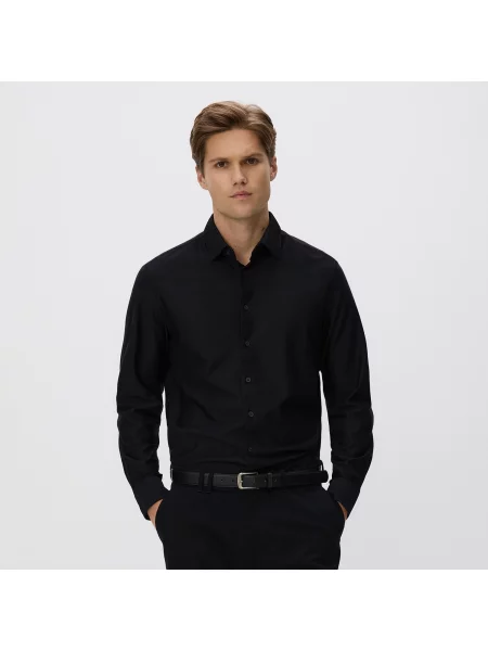 Reserved Košile slim fit s vysokým podílem bavlny černý