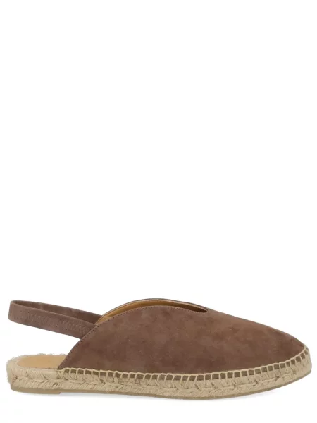 Espadrile Castaner din piele de căprioară fără toc maro