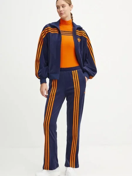 Velur spodnji del trenirke adidas Originals Velour Track Pant mornarsko modra
