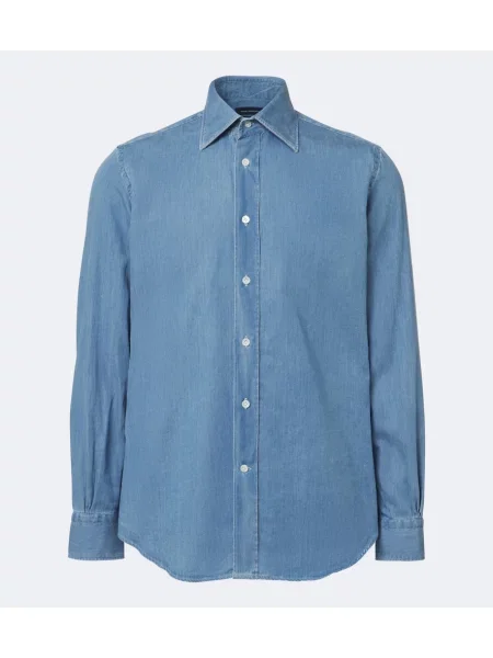 Džínsová košeľa Thom Sweeney modrá