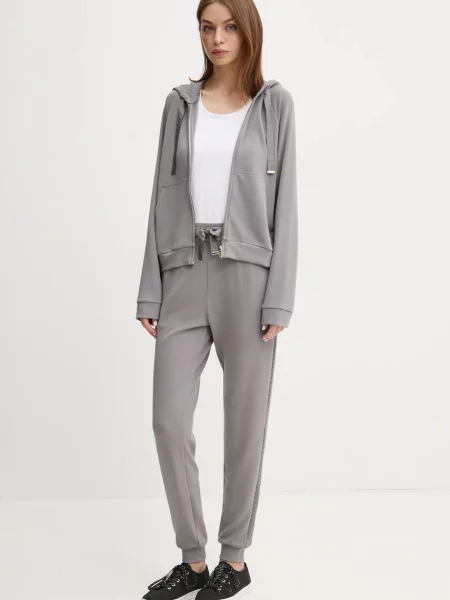 BOSS bluza lounge z kapturem gładka szary