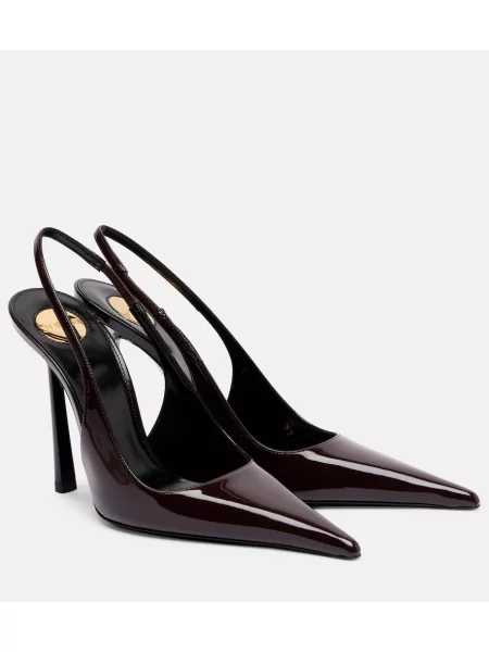 Pantofi cu toc Saint Laurent din piele de lac slingback