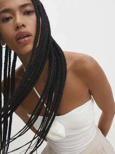 Боди Answear Lab дамско с изчистен дизайн бяло