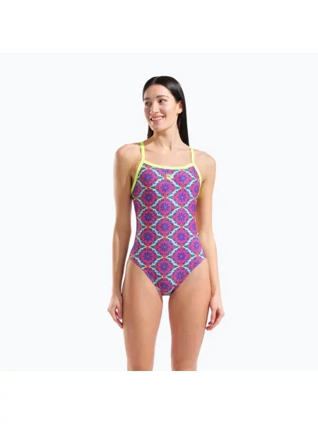 Costum de baie întreg pentru femei arena Floral Challange Back multi/artic lime violet