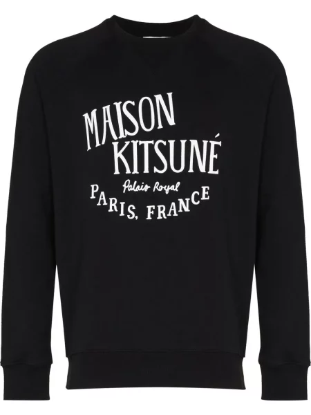 Hanorac Maison Kitsune cu imagine negru