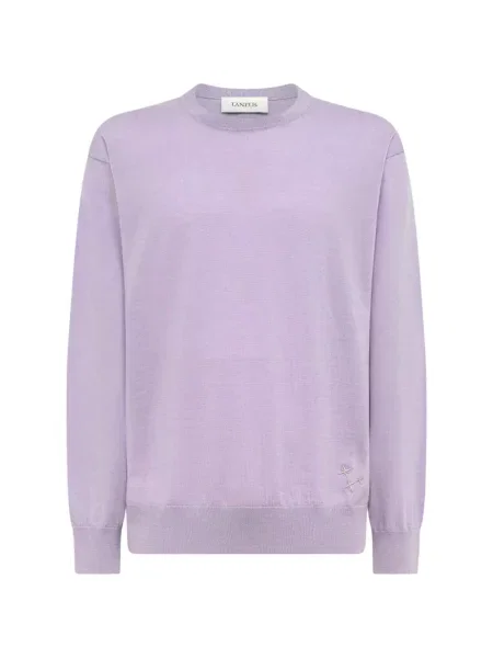 Pulover Laneus cu broderie cu decolteu rotund violet