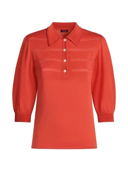 Tricou polo Kiton de mătase ajurat portocaliu