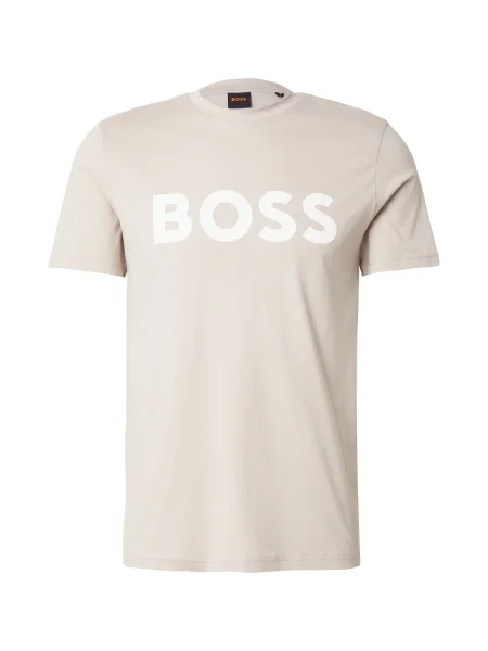 BOSS Tricou Thinking 1 gri taupe alb