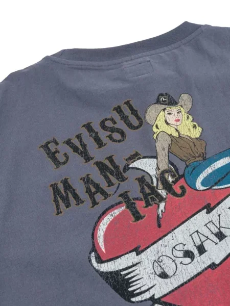 Тениска Evisu с принт със сърца синьо