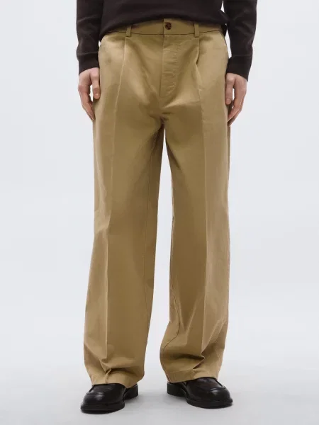 Calvin Klein Jeans Plisované nohavice svetlohnedá