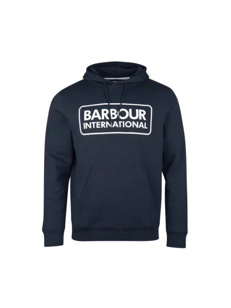 Bluza z kapturem Barbour z kapturem z logo niebieska