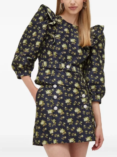 Bluza Custommade s cvjetnim printom s printom plava