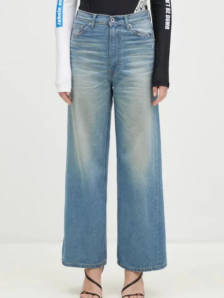 A Bathing Ape jeansy Stone Washed Denim high waist