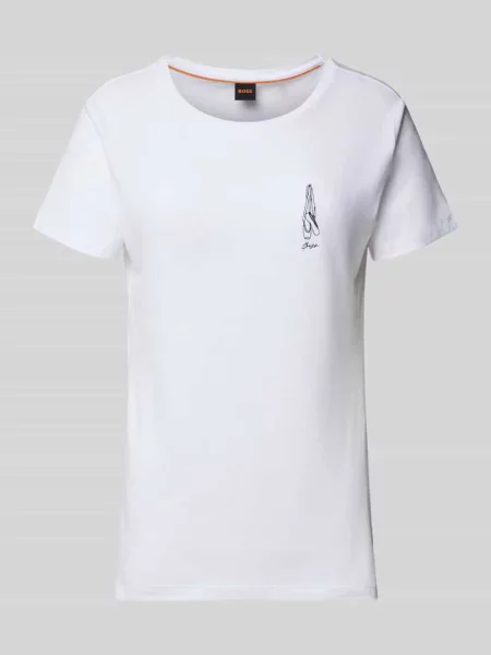 T-shirt o kroju regular fit z czystej bawełny model Boss Orange biała