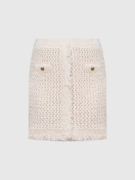 Ажурная юбка Twinset с пайетками бежевая