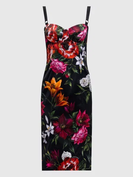 Платье Dolce&gabbana в цветочек с принтом черное