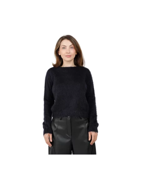 Lniany sweter Max Mara Studio niebieski