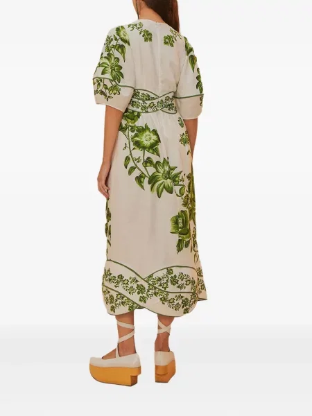 Rochie midi Farm Rio cu model floral cu imagine până la genunchi