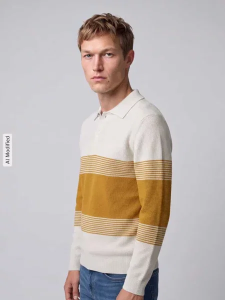 Sweter z czystej bawełny o kroju regular fit Selected żółty