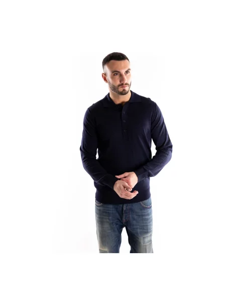 Sweter Paolo Pecora wełniany z długim rękawem niebieski