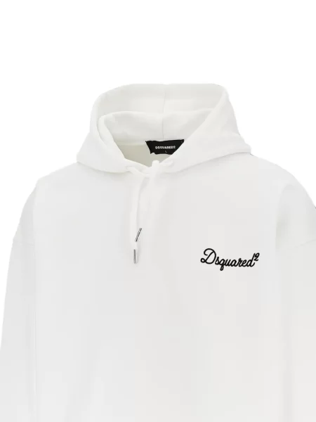 Суичър с качулка Dsquared2 бродиран с връзки бяло