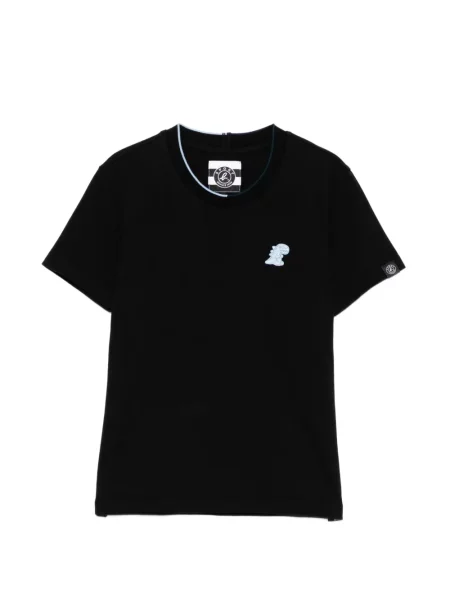 Haftowana koszulka Sport B. By Agnès B. z okrągłym dekoltem czarna