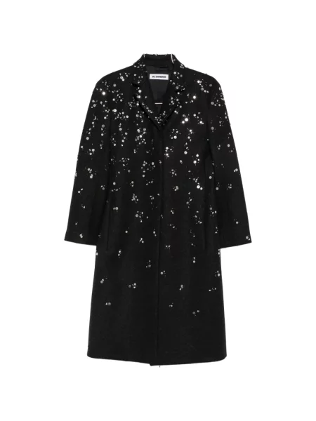Cu centură palton Jil Sander de lână negru