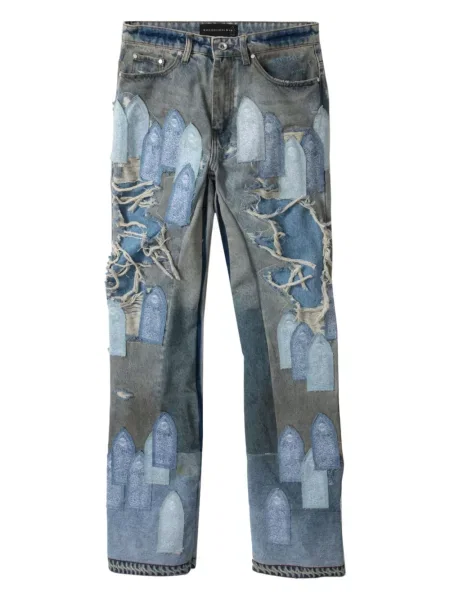 Džíny Who Decides War se záplatami modré