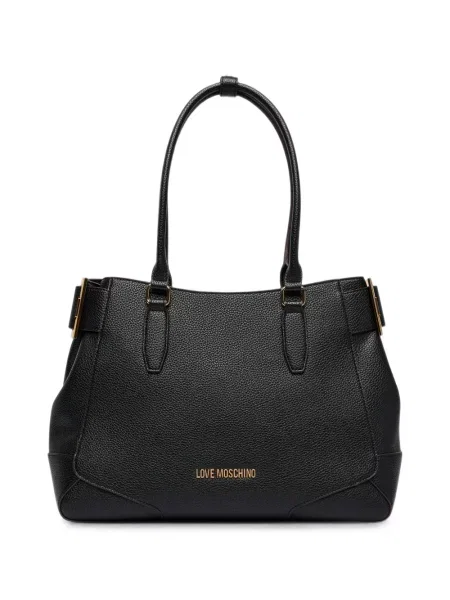 Geantă shopper Love Moschino cu autograf negru