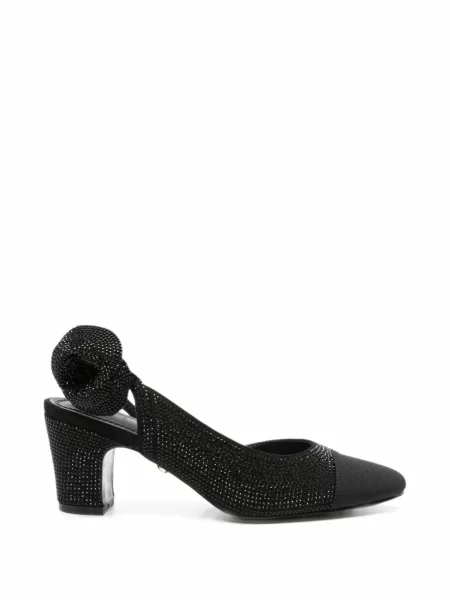 Pantofi cu toc Twenty Fourhaitch cu model floral slingback negru
