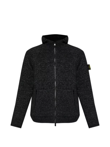 Geacă Stone Island cu glugă cu strasuri negru