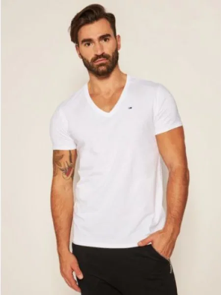 Krátké tričko Tommy Jeans s krátkými rukávy bílé