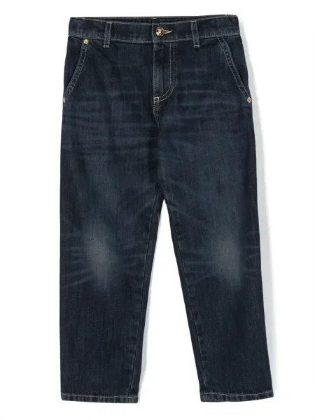 Jeansy straight leg dziecięce Versace niebieskie