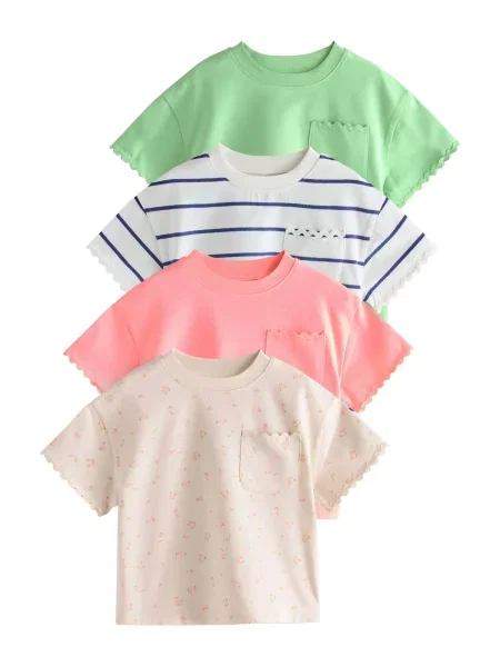 Next Tricou crem / verde deschis / roz deschis alb