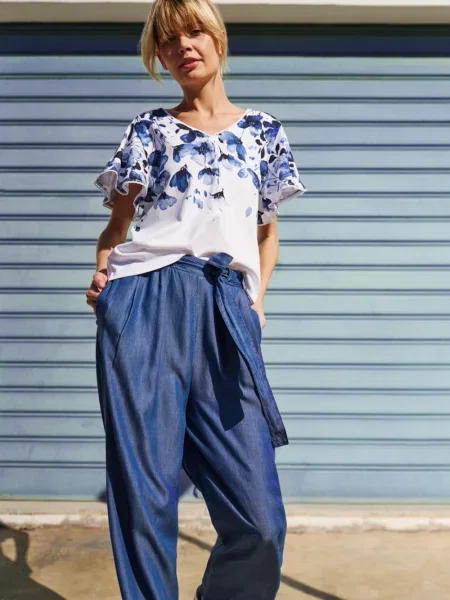 Bluză Marisse cu model floral alb