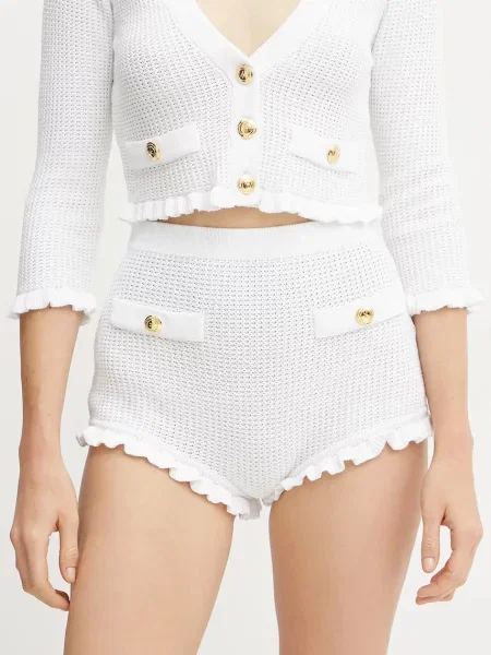 Elisabetta Franchi szorty biały gładkie high waist beżowe
