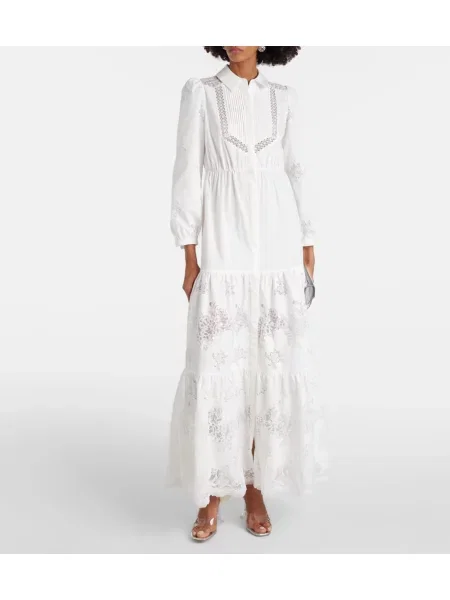 Rochie maxi Self-portrait din dantelă de costum alb