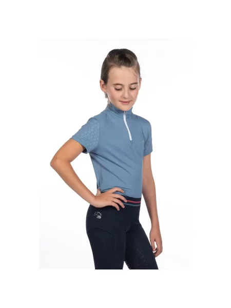 Dziewczęca jeździecka koszulka polo HKM Kids Aymee niebieska
