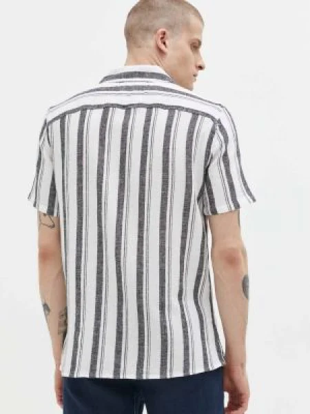 Košile ze směsi lnu Hollister Co. bílá regular