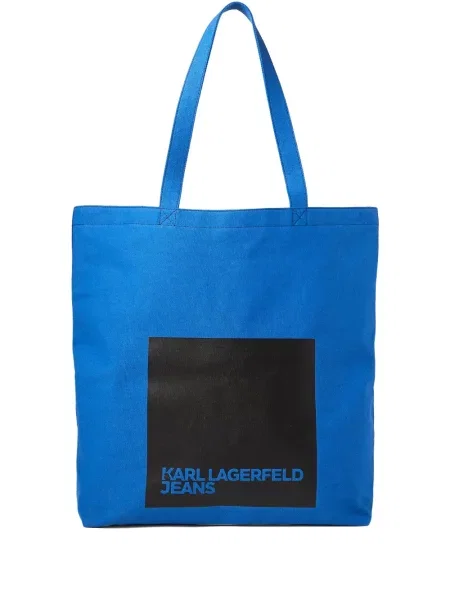 Geantă shopper Karl Lagerfeld Jeans cu imagine din canvas albastru