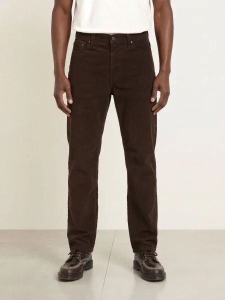 Carhartt Wip Kordové Kalhoty Aaron Regular Tapered Fit tmavě hnědá