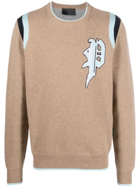 Hanorac Philipp Plein tricotate cu autograf maro