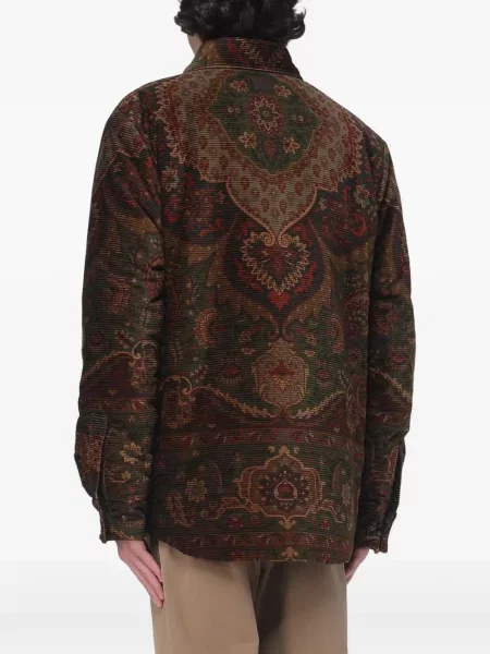 Μπουφάν Etro κοτλέ με σχέδιο paisley καφέ