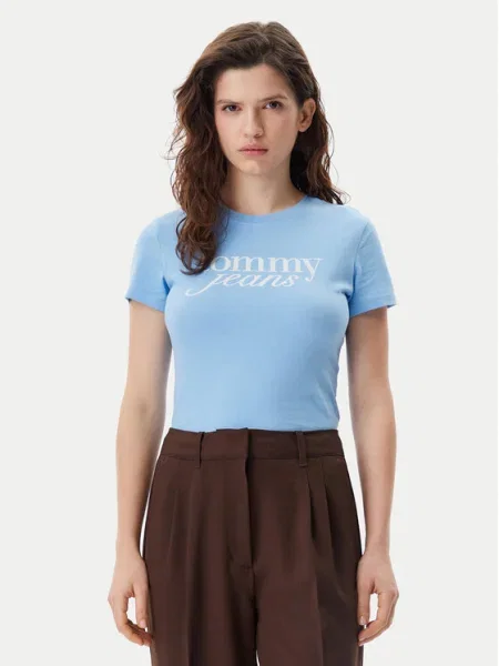 Tommy Jeans Tricou Essential celest albastru