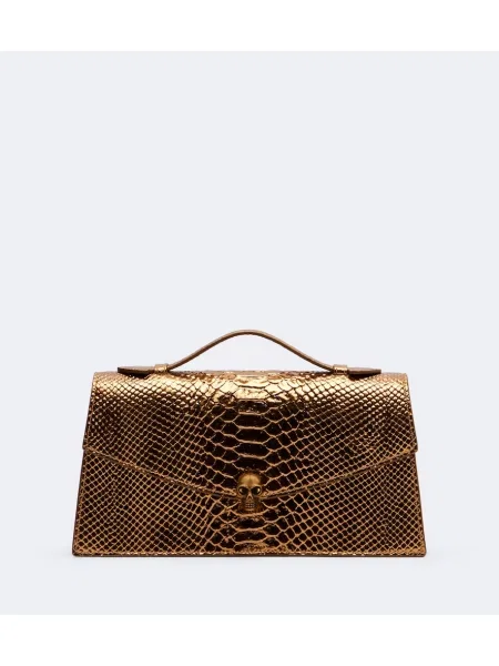 Kožni top Mcqueen sa zmijskim uzorkom smeđa