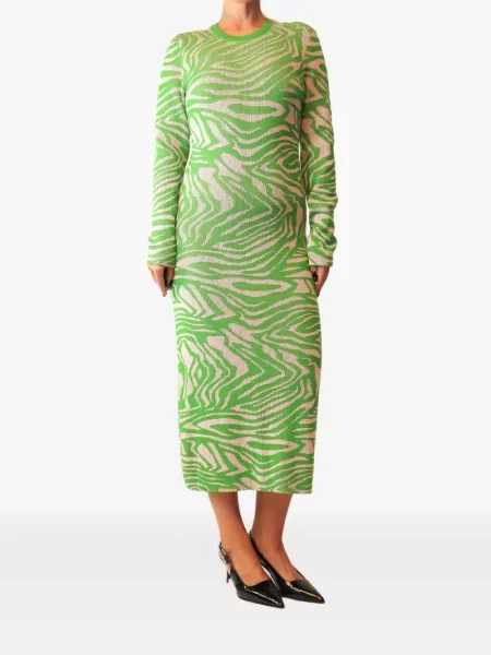 Rochie maxi Stine Goya cu imagine cu model zebră verde